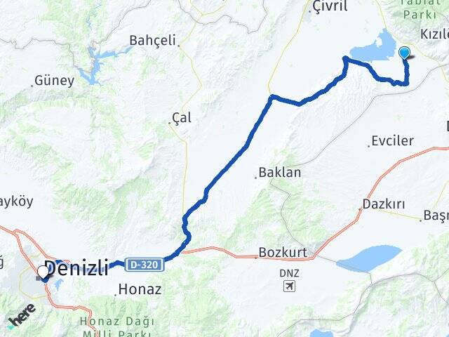 Süngüllü Denizli Otogarı Arası Kaç Km - Yol Tarifi