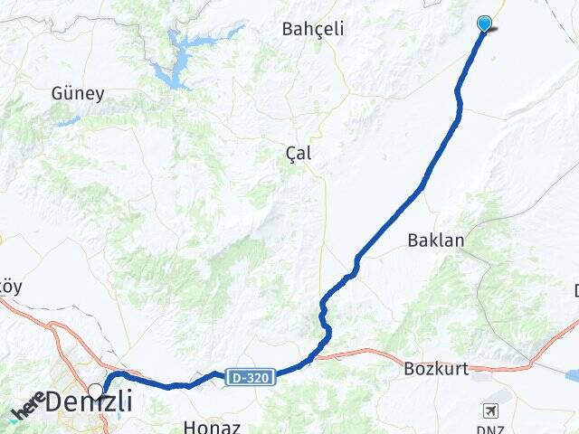 Yamanlar Denizli Otogarı Arası Kaç Km - Yol Tarifi