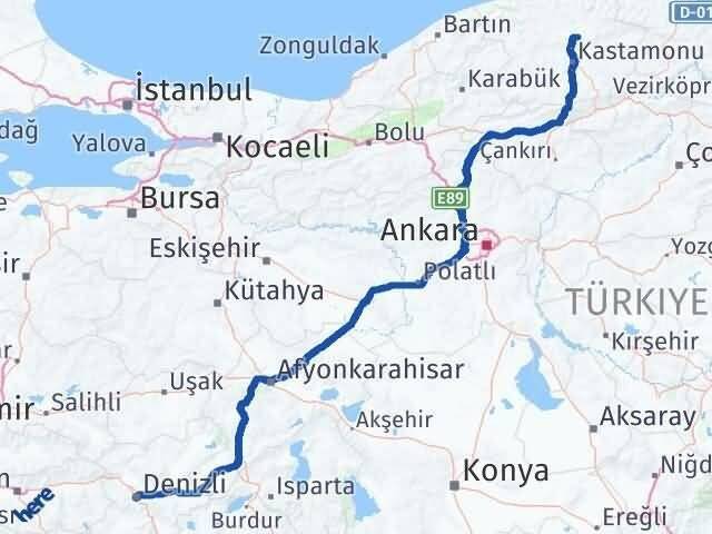 Denizli Devrekani Kastamonu Arası Kaç Km - Yol Haritası