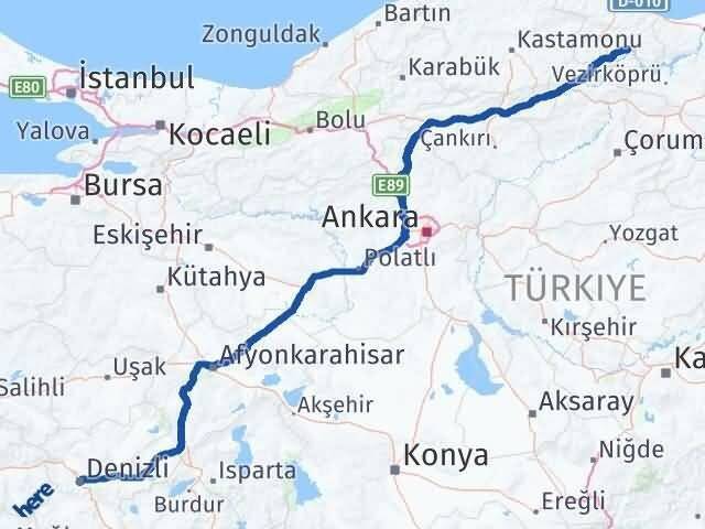 Denizli Durağan Arası Kaç Km - Yol Tarifi