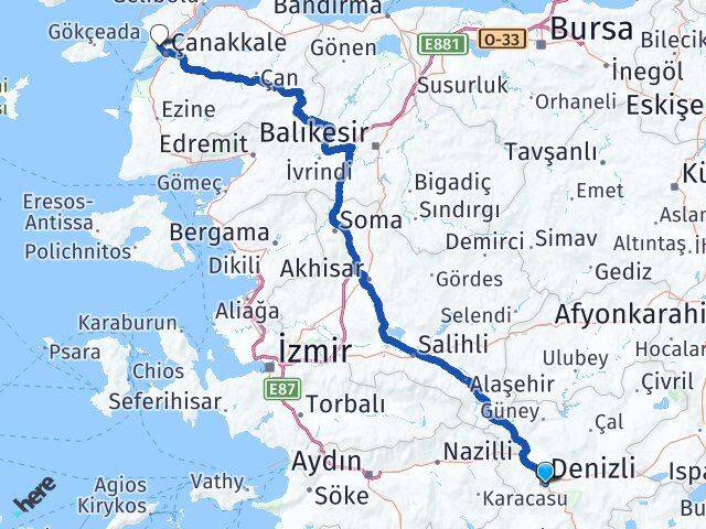 Denizli Eceabat Çanakkale Arası Kaç Km - Yol Haritası