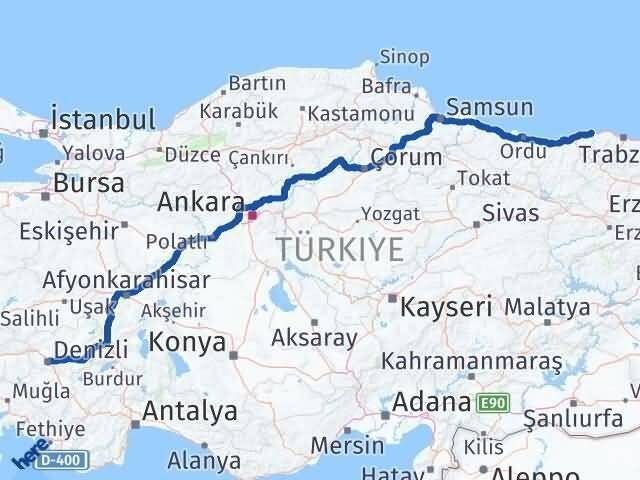 Denizli Eynesil Arası Kaç Km - Yol Tarifi