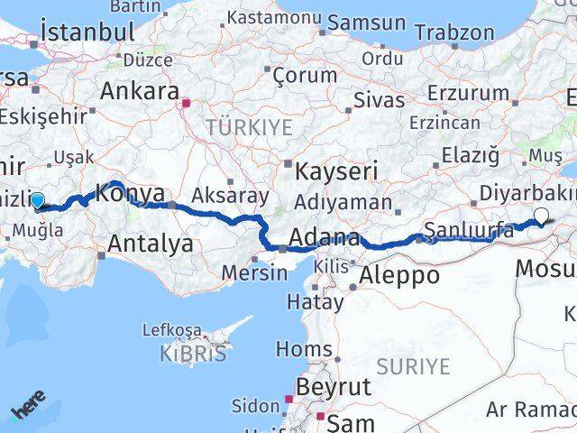Denizli Güçlükonak Şırnak Arası Kaç Km - Yol Haritası