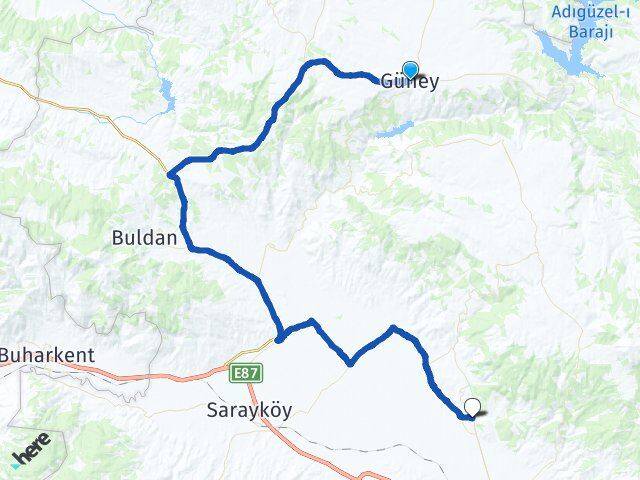 Denizli Güney Pamukkale Arası Kaç Km - Yol Haritası