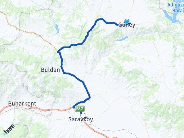 Güney Sarayköy Otogarı Arası Kaç Km - Yol Tarifi