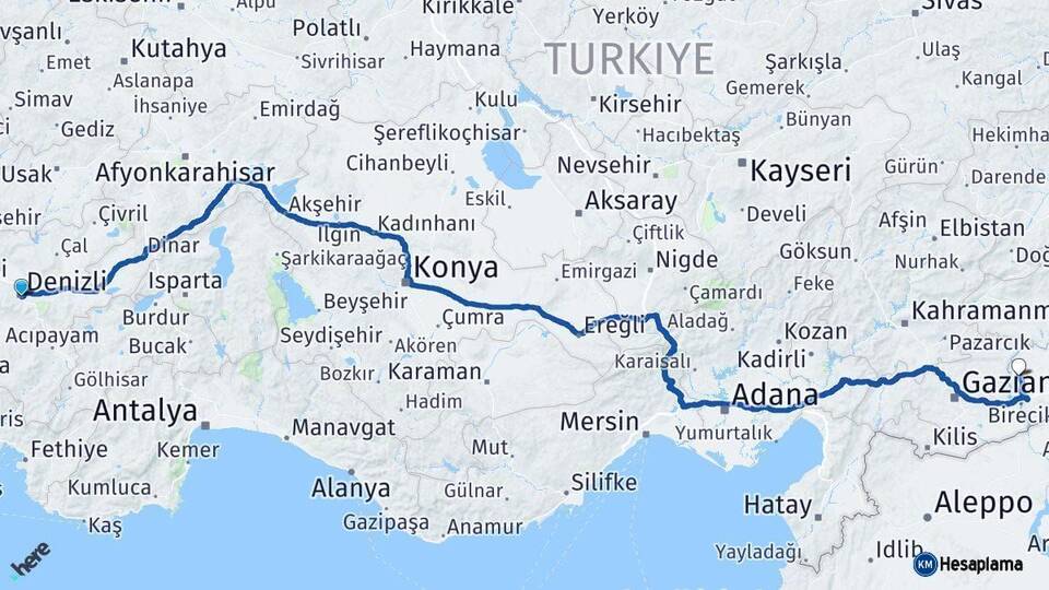 Denizli Halfeti Şanlıurfa Arası Kaç Km - Yol Haritası