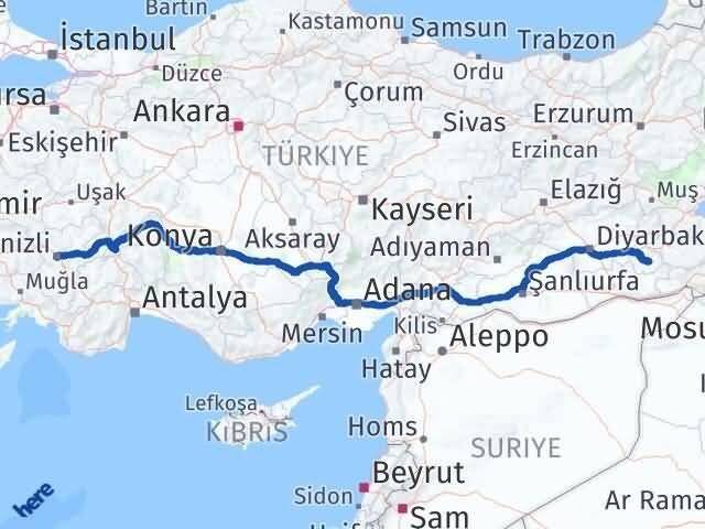 Denizli Hasankeyf Batman Arası Kaç Km - Yol Haritası