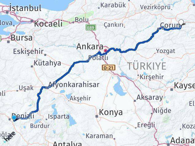 Honaz Amasya Arası Kaç Km - Yol Tarifi