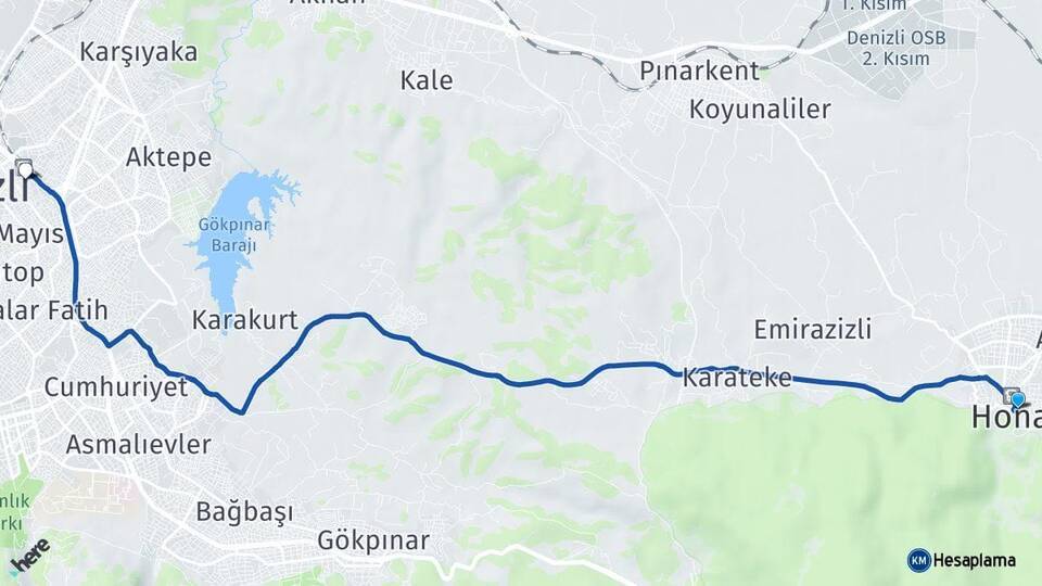 Honaz Denizli Otogarı Arası Kaç Km - Yol Tarifi