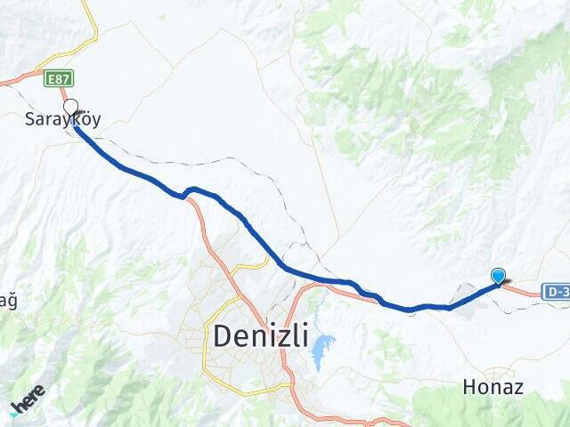 Gürleyik Sarayköy Otogarı Arası Kaç Km - Yol Tarifi