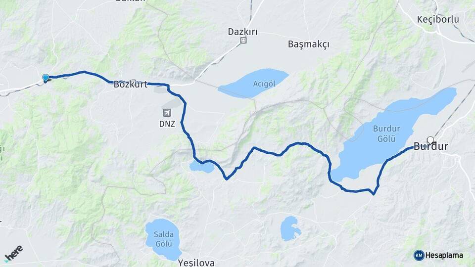 Kaklık Burdur Arası Kaç Km - Yol Tarifi