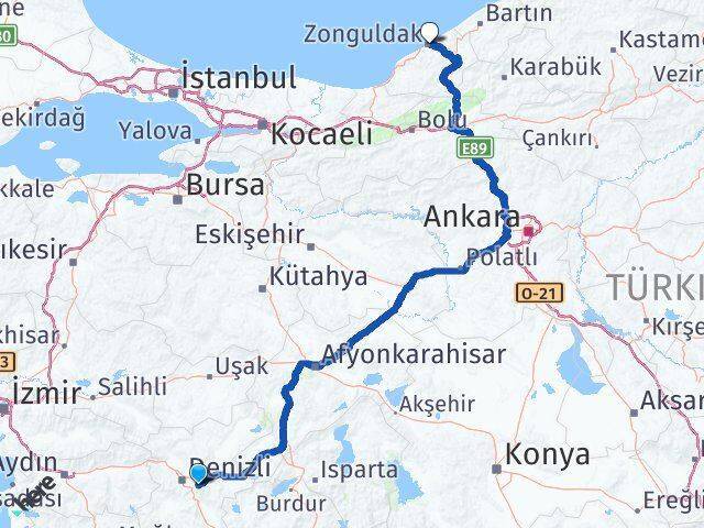 Honaz Zonguldak Arası Kaç Km - Yol Tarifi