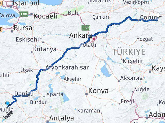Denizli Kale Amasya Arası Kaç Km - Yol Haritası
