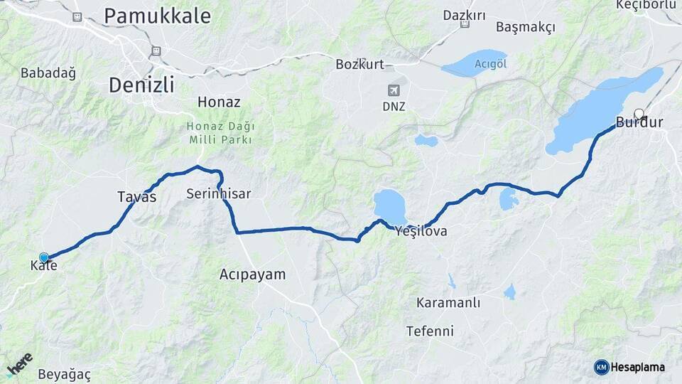 Kale Burdur Arası Kaç Km - Yol Tarifi