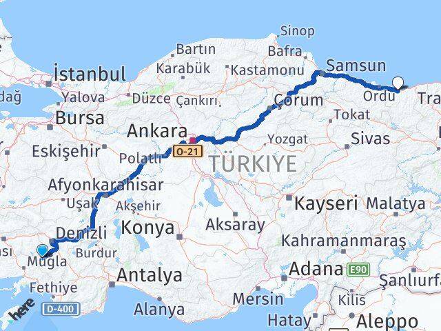 Denizli Kale Giresun Arası Kaç Km - Yol Haritası
