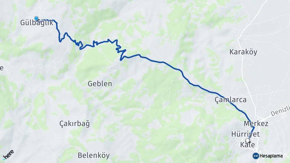 Gülbağlık Kale Arası Kaç Km - Yol Tarifi