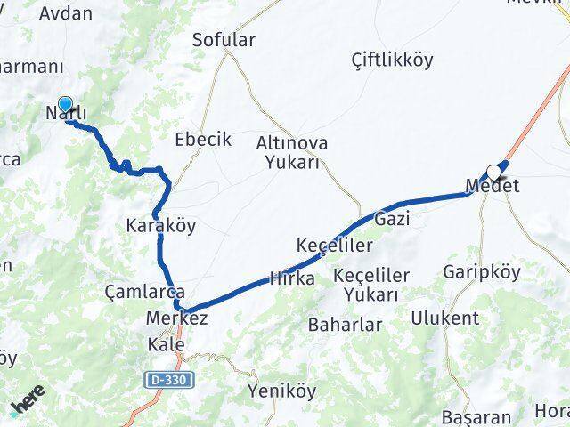 Narlı Medet Arası Kaç Km - Yol Tarifi