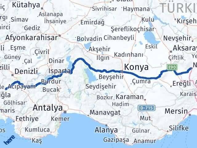 Denizli Kale Niğde Arası Kaç Km - Yol Haritası