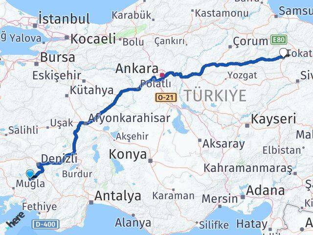 Denizli Kale Tokat Arası Kaç Km - Yol Haritası