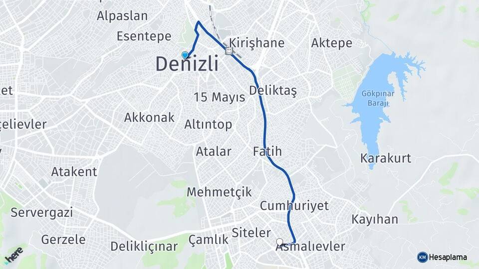 Denizli Kınıklı Pamukkale Arası Kaç Km - Yol Haritası