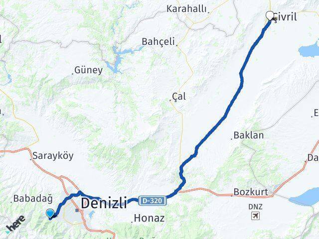 Başkarcı Çivril Arası Kaç Km - Yol Tarifi