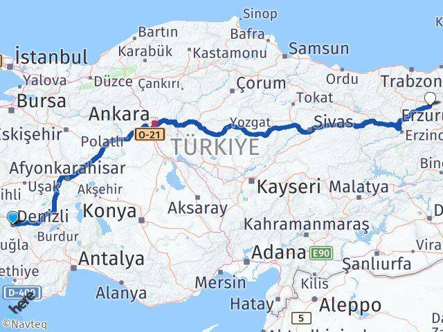 Denizli Merkezefendi Bayburt Arası Kaç Km - Yol Haritası