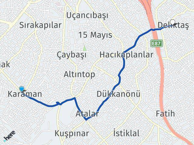 Karaman Deliktaş Arası Kaç Km - Yol Tarifi