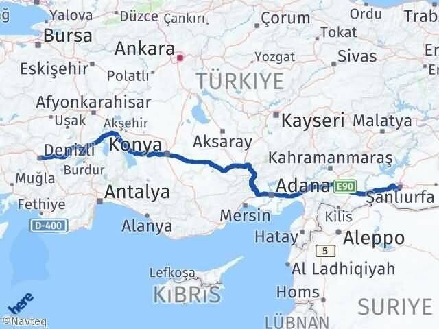 Denizli Merkezefendi Şanlıurfa Arası Kaç Km - Yol Haritası