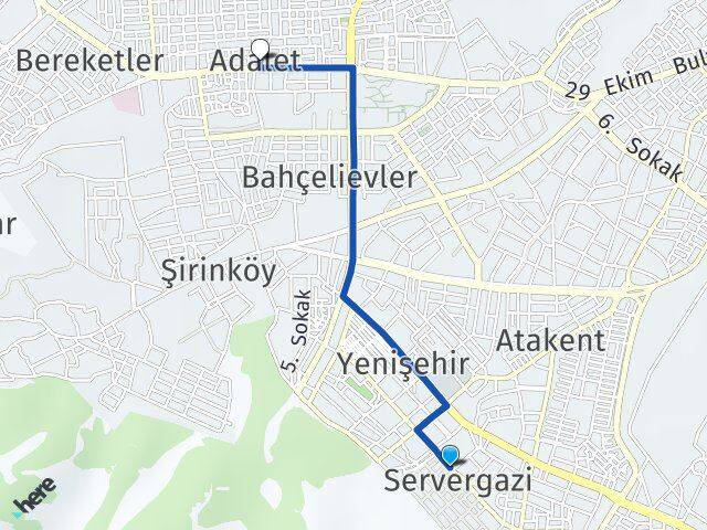 Servergazi Adalet Arası Kaç Km - Yol Tarifi