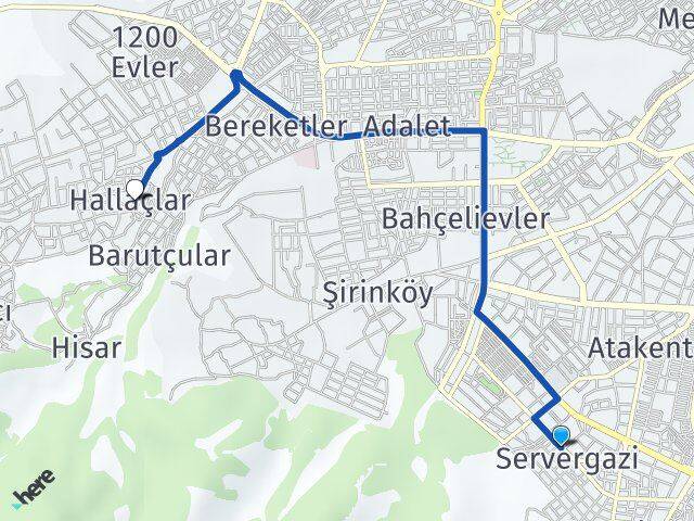 Servergazi Hallaçlar Arası Kaç Km - Yol Tarifi
