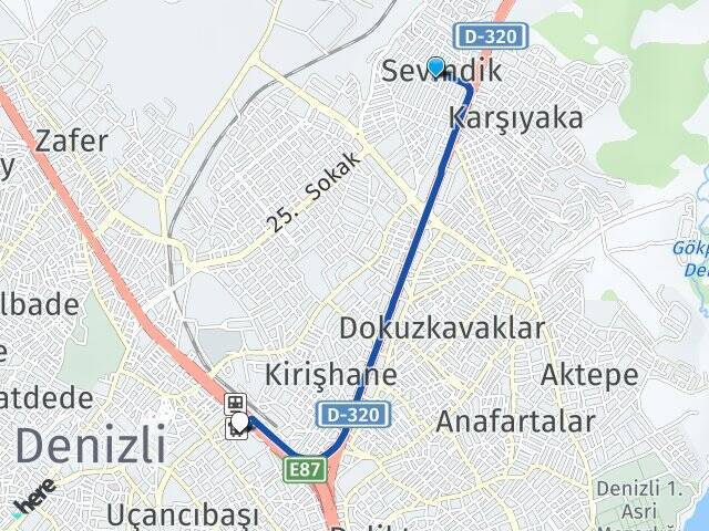 Sevindik Denizli Otogarı Arası Kaç Km - Yol Tarifi
