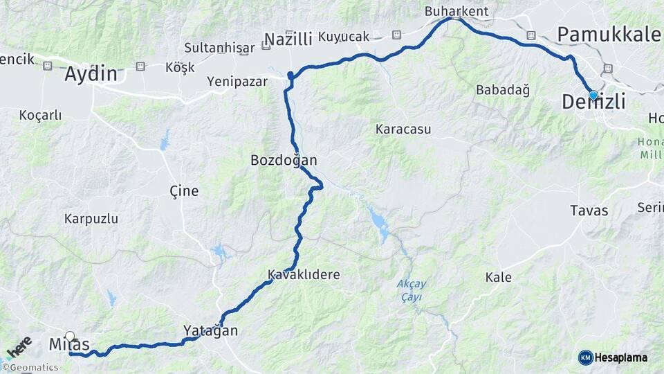Denizli Milas Muğla Arası Kaç Km - Yol Haritası