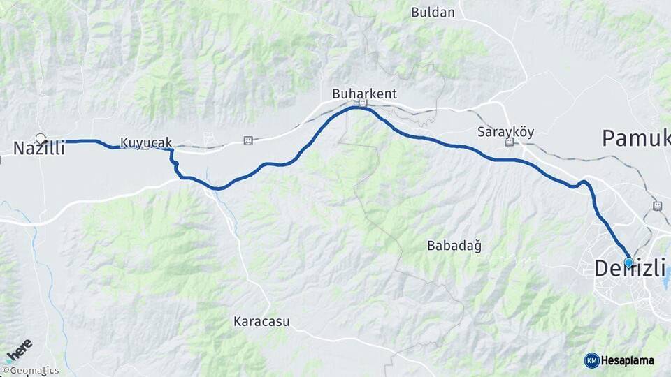 Denizli Nazilli Aydın Arası Kaç Km - Yol Haritası