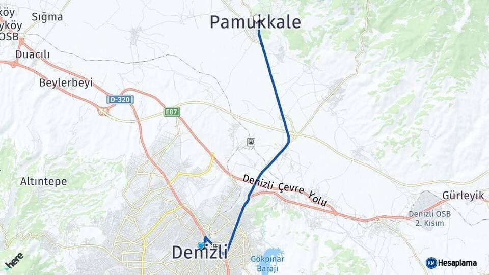 Denizli Pamukkale Arası Kaç Km - Yol Haritası