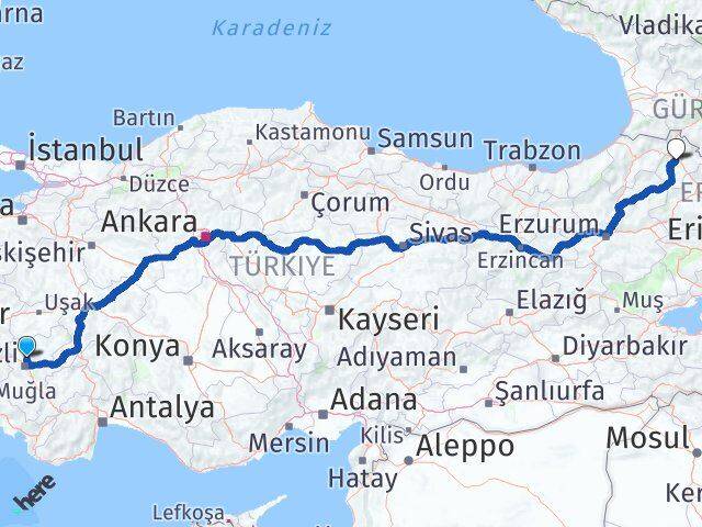 Denizli Pamukkale Ardahan Arası Kaç Km - Yol Haritası