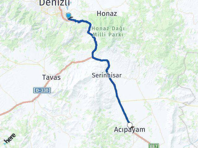 Bağbaşı Acıpayam Arası Kaç Km - Yol Tarifi