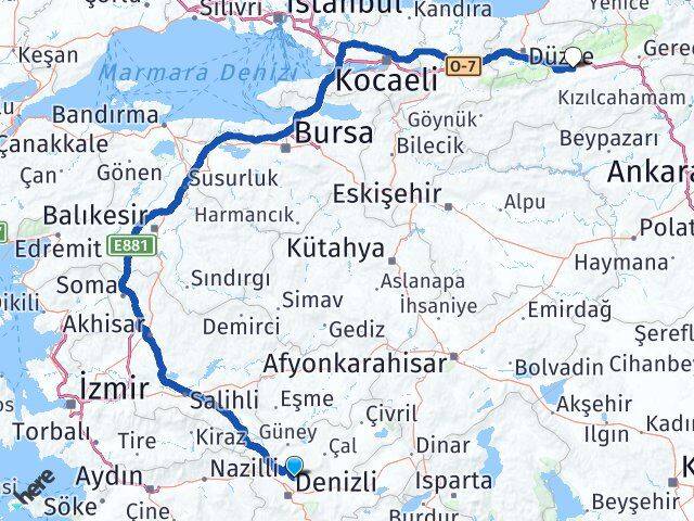 Denizli Pamukkale Bolu Arası Kaç Km - Yol Haritası