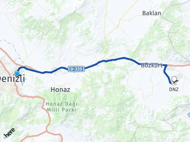 Dokuzkavaklar Çardak Havalimanı Arası Kaç Km - Yol Tarifi