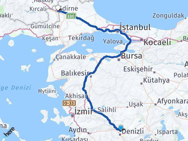 Denizli Pamukkale Edirne Arası Kaç Km - Yol Haritası