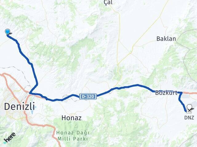 Gölemezli Çardak Havalimanı Arası Kaç Km - Yol Tarifi