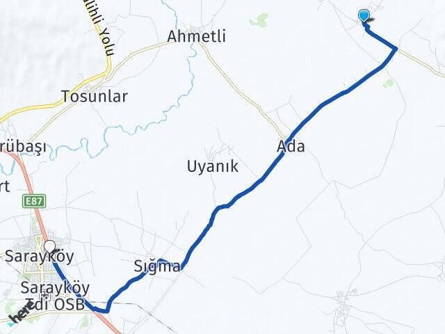 Gölemezli Sarayköy Otogarı Arası Kaç Km - Yol Tarifi