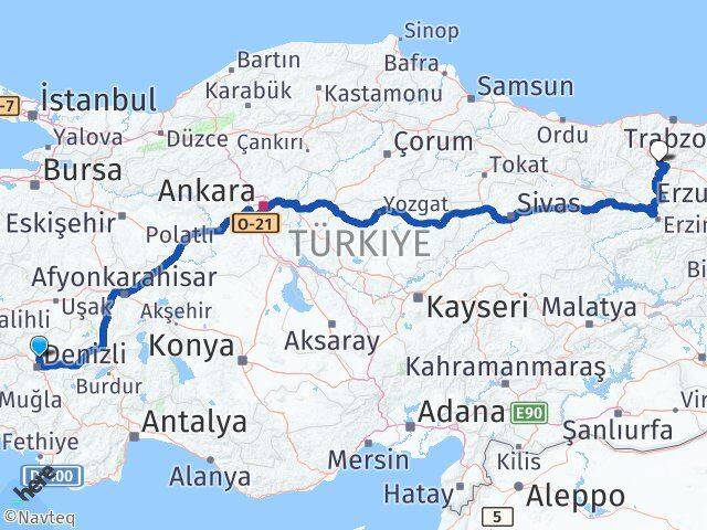 Denizli Pamukkale Gümüşhane Arası Kaç Km - Yol Haritası