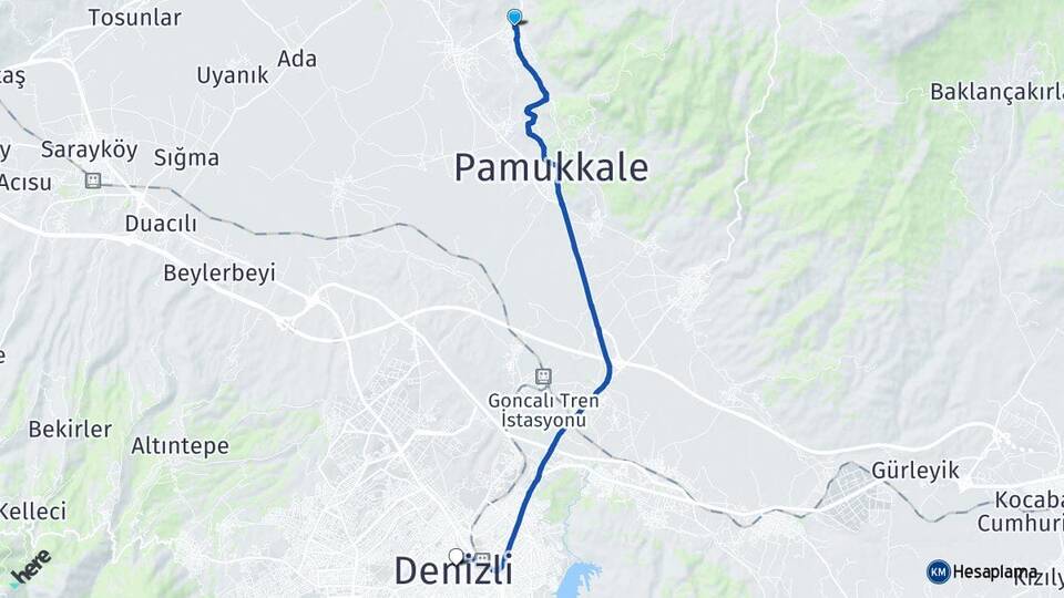 Denizli Pamukkale Karahayıt Arası Kaç Km - Yol Haritası