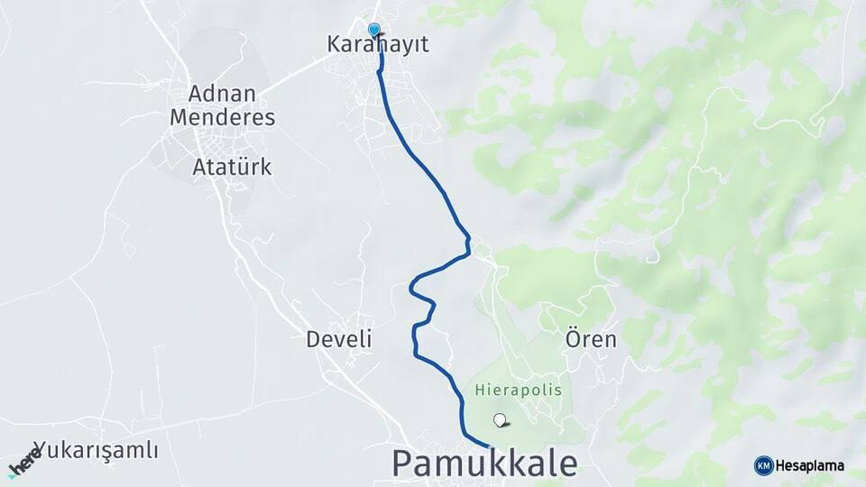 Karahayıt Pamukkale Travertenleri Arası Kaç Km - Yol Tarifi