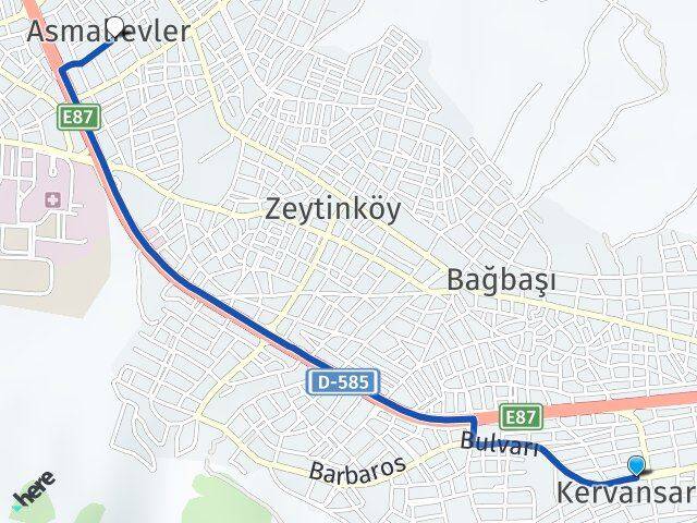 Kervansaray Asmalıevler Arası Kaç Km - Yol Tarifi