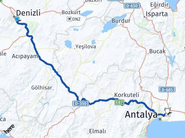 Kınıklı Antalya Havalimanı Arası Kaç Km - Yol Tarifi