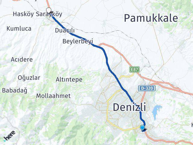 Denizli Pamukkale Kınıklı Sarayköy Arası Kaç Km - Yol Haritası