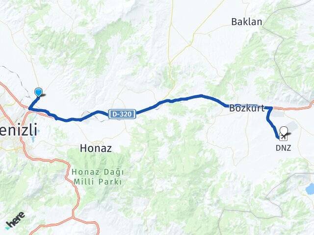 Korucuk Çardak Havalimanı Arası Kaç Km - Yol Tarifi
