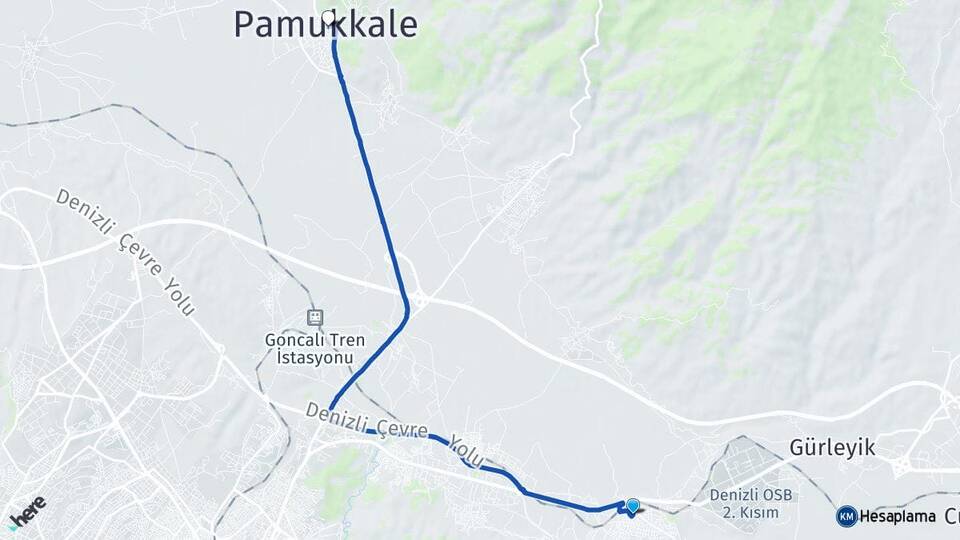 Denizli Pamukkale Pınarkent Pamukkale Arası Kaç Km - Yol Haritası
