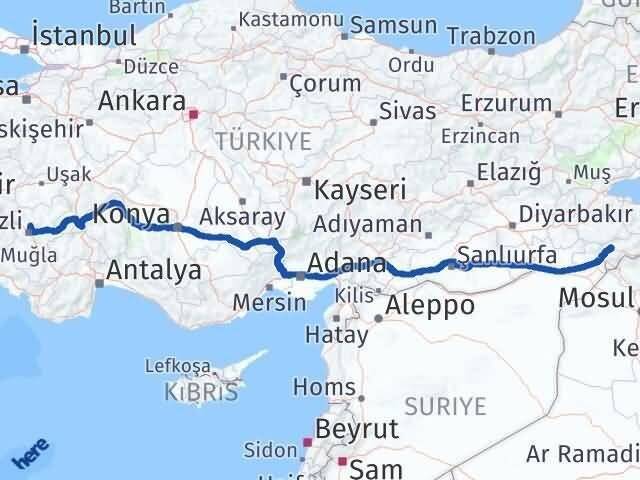 Denizli Pamukkale Şırnak Arası Kaç Km - Yol Haritası
